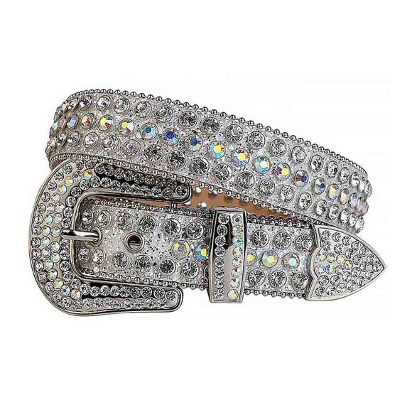 Silver Strap With Multi & Crystal Silver Studded Rhinestone Belt - Picture 1 of 2